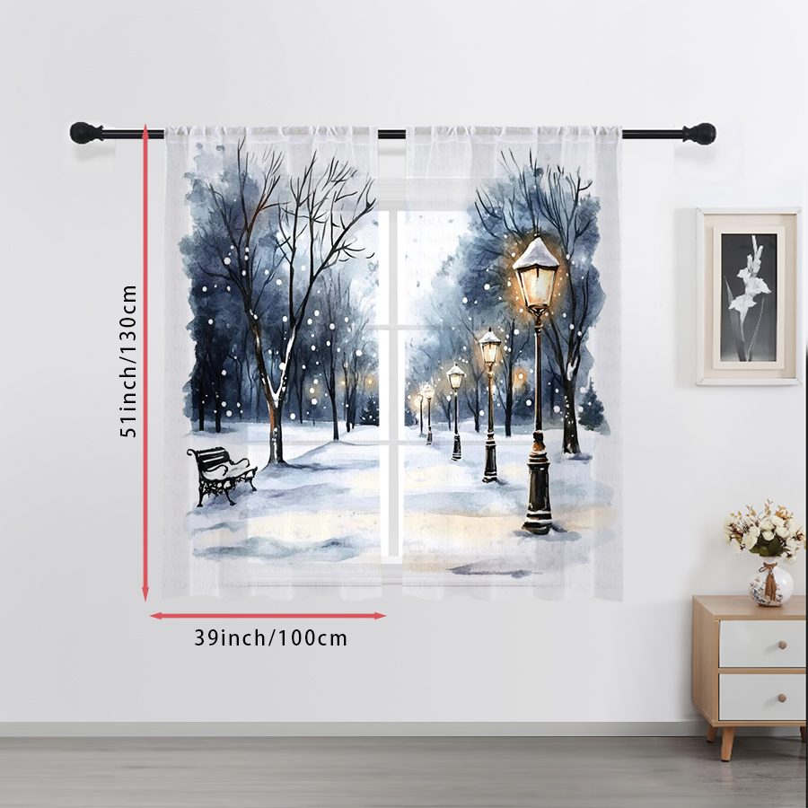 Home Office Lamp - 2 Cortinas Transparentes con Estampado de
