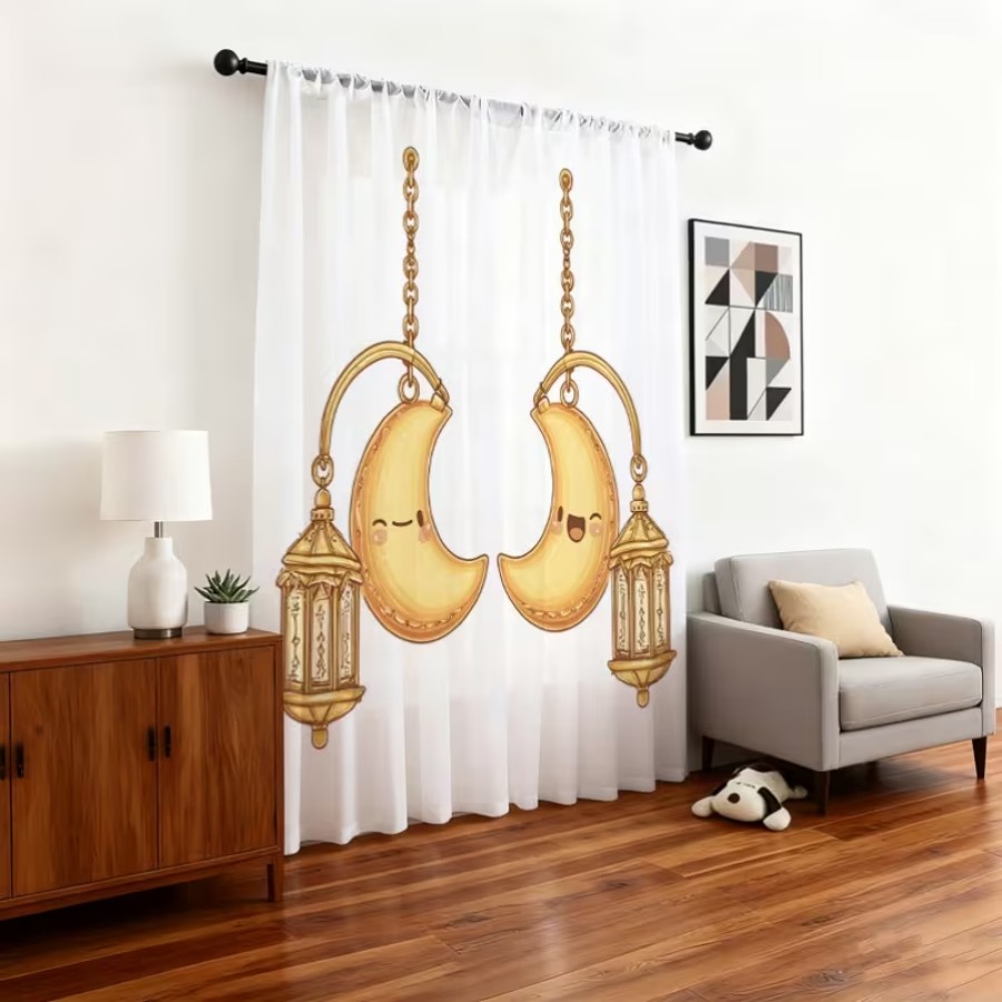 Home Office Lamp - 2 Cortinas Transparentes con Estampado Digital,