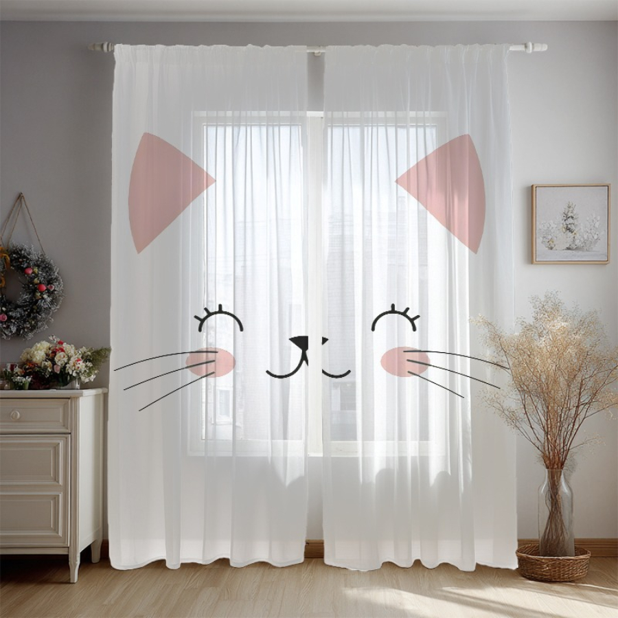 Home Office Rate - 2 Cortinas Transparentes con Estampado Digital,