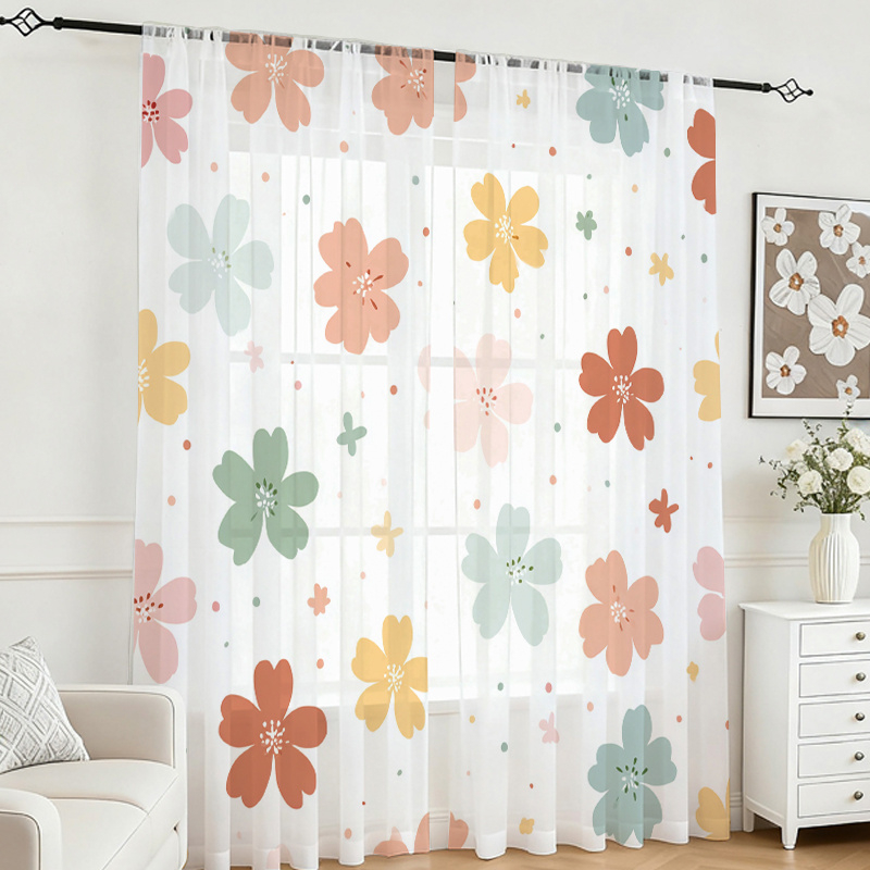 Home Office Rate - 2 Cortinas Transparentes con Estampado Digital,
