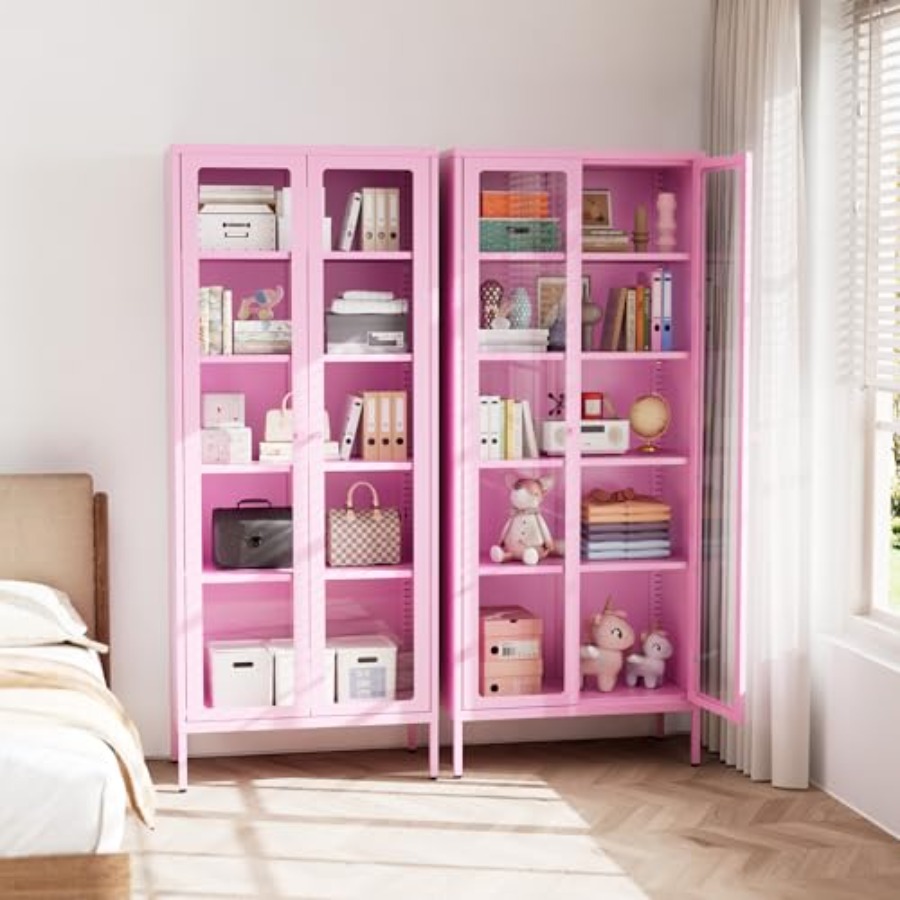 Home Office Living Room - Vitrina de Vidrio de 5 Niveles