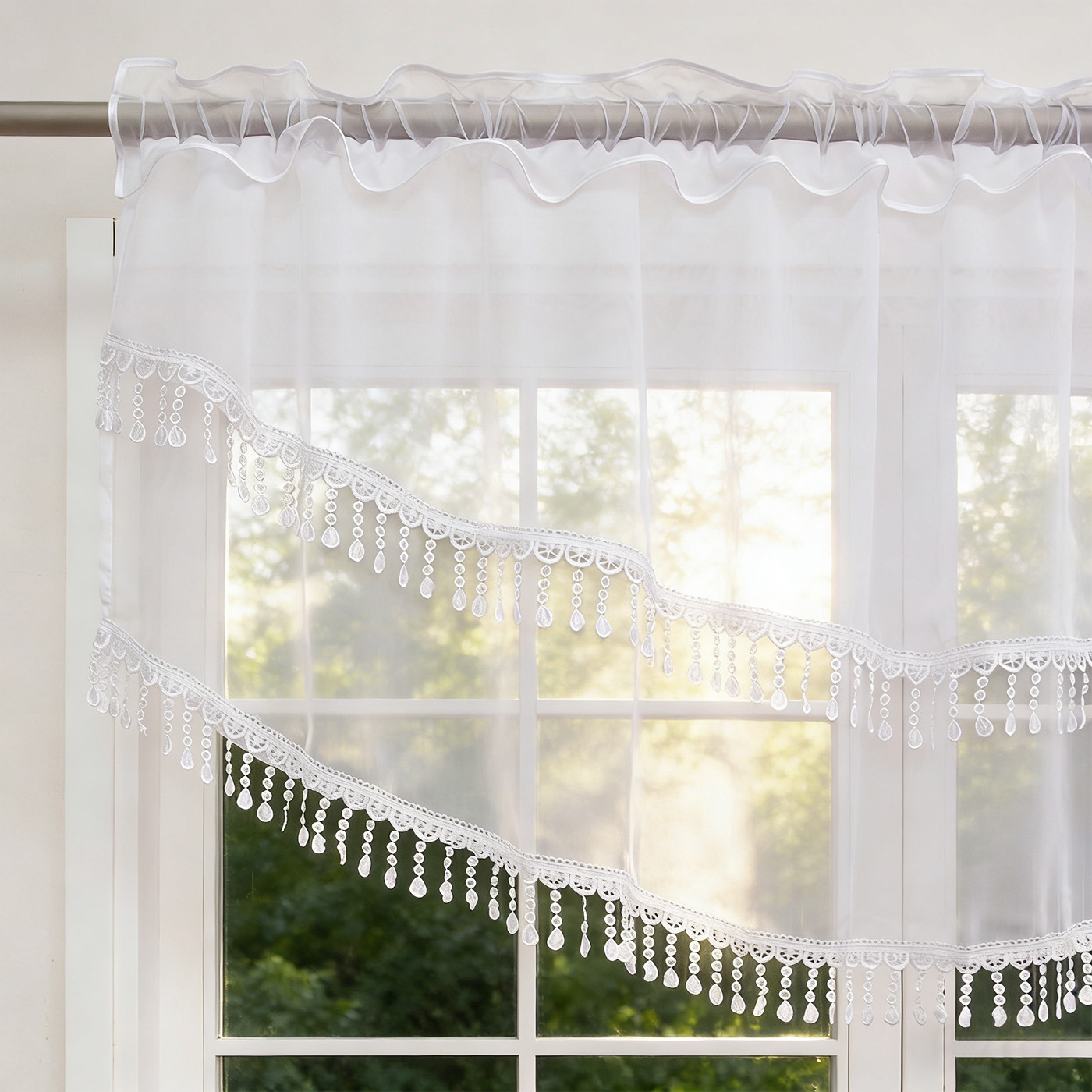2 Cortinas de Encaje Blanco co - Home Office Rate reseña y precio