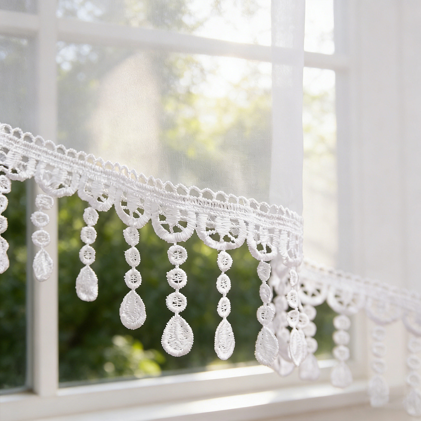2 Cortinas de Encaje Blanco co - Home Office Rate reseña y precio