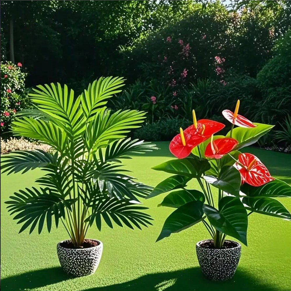 2 juegos de plantas de palma a - Home Office Word reseña y precio