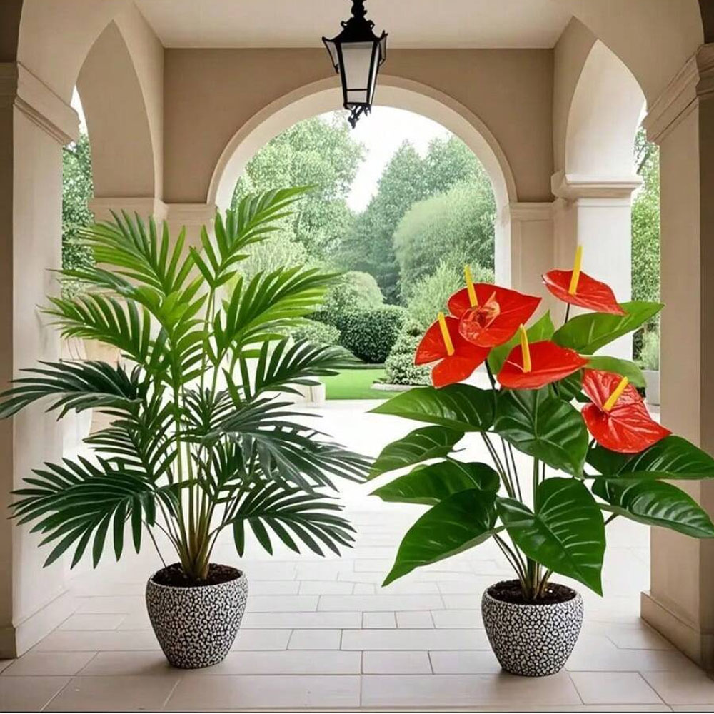 2 juegos de plantas de palma a - Home Office Word reseña y precio