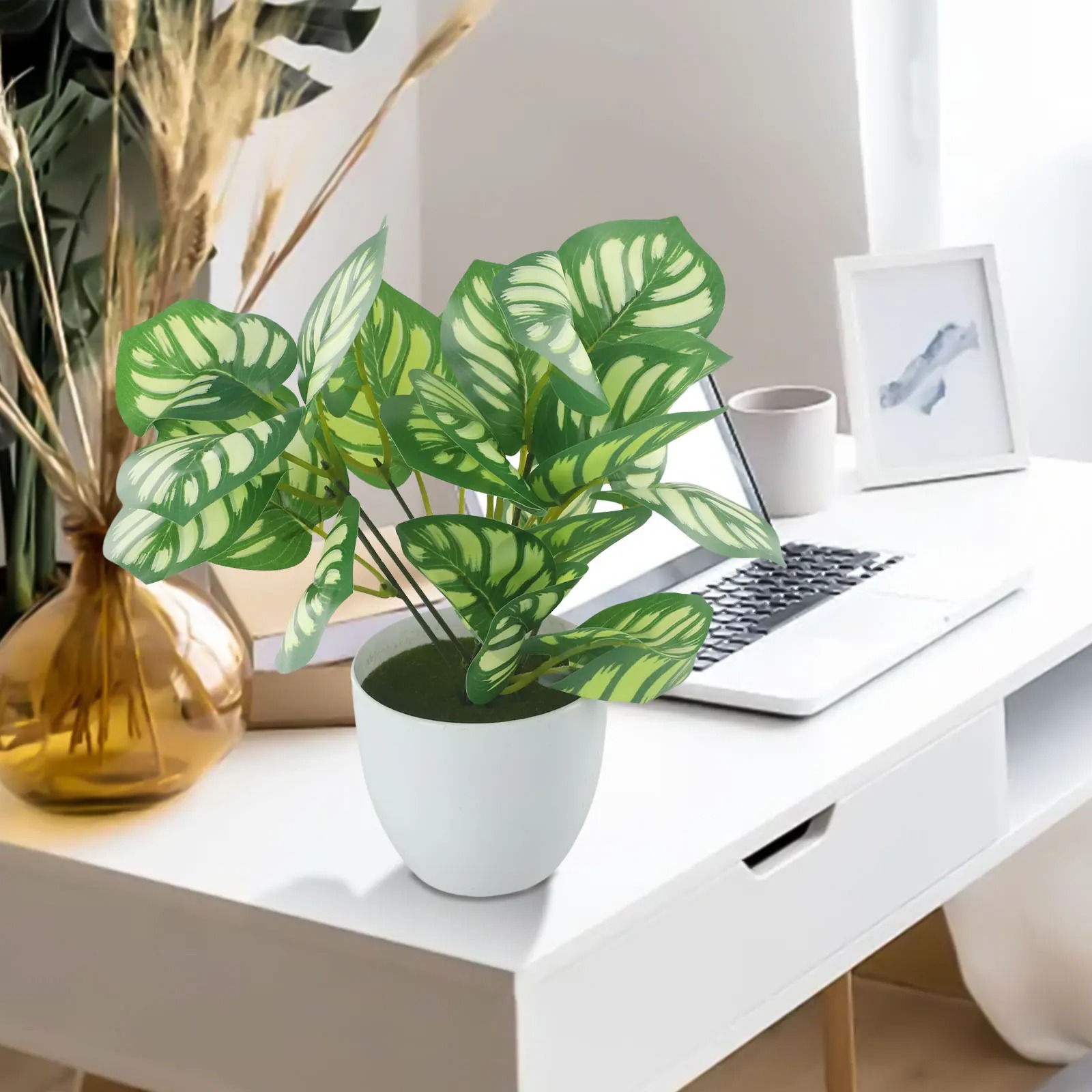 Maceta de follaje Artificial,  - Home Office Word reseña y precio
